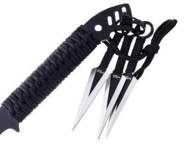27″ ShadowRift Machete Set – Two  8″ Throwing Knives (Black Edition)