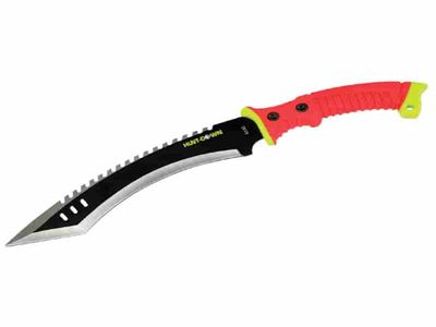 16″ Hunt-Down Full Tang Hunting Knife with  Red/Neon Green Rubber Handle